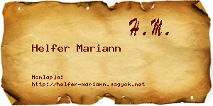 Helfer Mariann névjegykártya